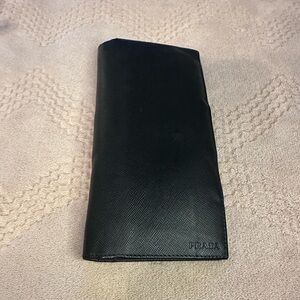 Prada Black Saffiano Leather Long Bifold Wallet – Made in Italy
